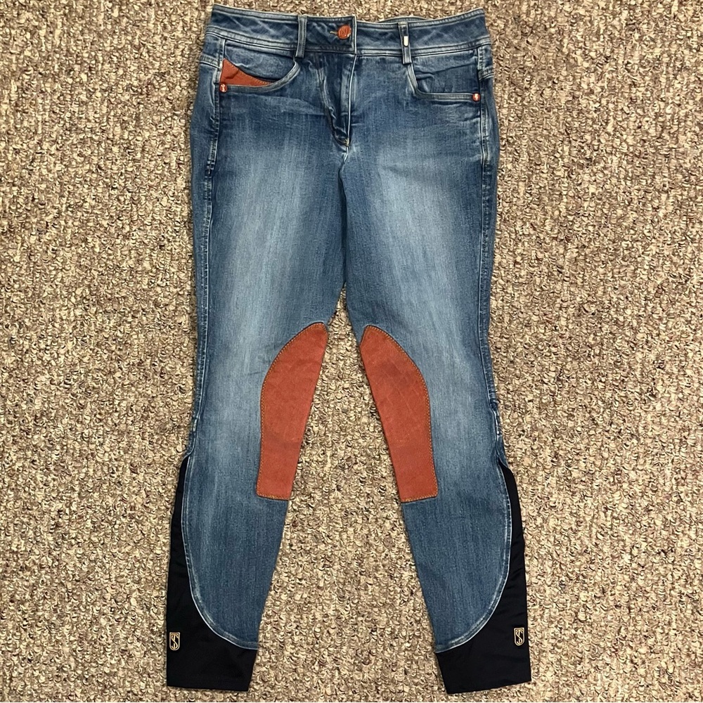 Tredstep Ireland Equestrian Riding Breeches Pants Jeggings Women 28L Denim Ranch